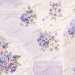 ＼紫陽花とレース／【ペーパーアイテム素材ＰＮＧ】