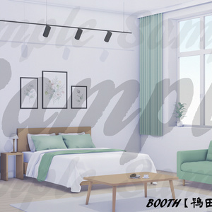 【背景イラスト】ナチュラルインテリアのワンルーム(時間差分有り)