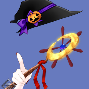 ハロウィン素材第5弾🎃魔女のとんがり帽子と魔法の杖を持つ手の素材🪄︎︎✨【VTuber素材】【無償素材】(透過素材)