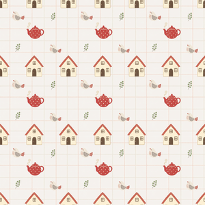 「Nordic Red｜北欧の小さな暮らし シームレスパターン5点セット」
