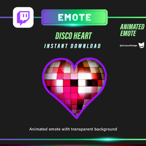 アニメーション・ディスコハート – Twitch＆VTuber用GIFエモート（透過）