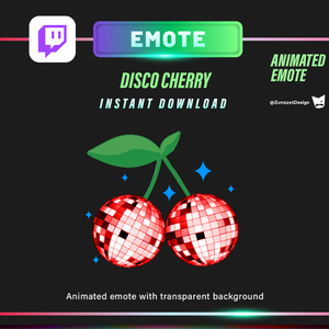 アニメーション・ディスコチェリー – Twitch＆VTuber用GIFエモート（透過）