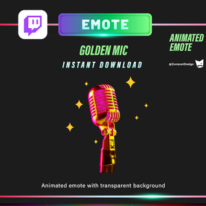 アニメーション・ゴールデンマイク – Twitch＆VTuber用GIFエモート（透過）
