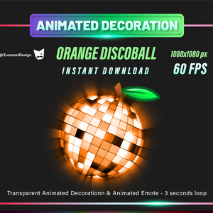 Orange Discoball – Animated Stream Decoration + Emote オレンジ・ディスコボール – アニメーション配信デコ & エモート