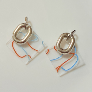 Silver square earrings