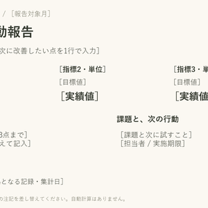 月次活動報告｜編集できるPowerPoint・目標と実績と次の行動を一枚に