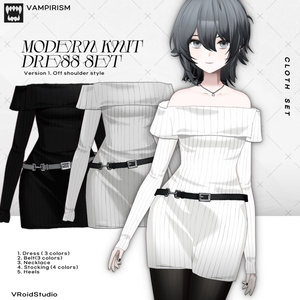 2 Designs! Modern knit dress set [VRoid]