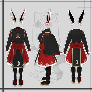 兎人族の巫女服(黒セット)/Rabbit people's priestess uniform (Black Set)【META TELIER】