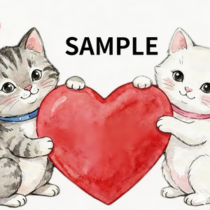 仲良し猫ちゃんのハートペア・イラスト素材