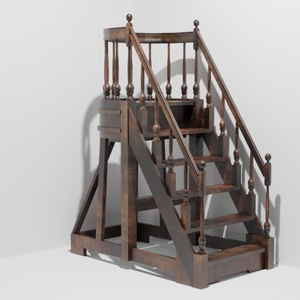 ３Ｄオブジェクトデータ【Ladder1】アンティーク風 梯子 図書館