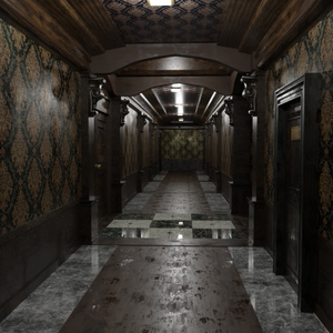 3DCG Victorian Corridor Western Mansion Hallway Set