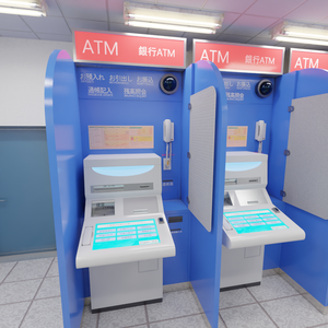 3DCG【ATM_set】ATMコーナーセット
