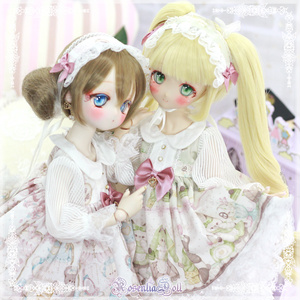 「どうぶつ達のお茶会」MDD・SDM通用 ドール服 ワンピース ソックス 4点セット