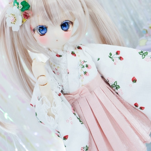 「イチゴ小町」 MDD・SDM通用　2WAY ドール服 羽織付き洋風着物 8点セット