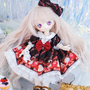 「苺の化粧箱」幼SD・1/6サイズ通用 ドール服 ワンピース ソックス 4点セット