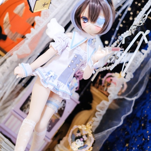8-9inch ドールウィッグ】ロングもみあげ三つ編み 耐熱ウィッグ