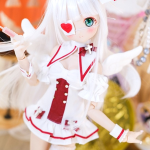 8-9inch ドールウィッグ】ロングもみあげ三つ編み 耐熱ウィッグ