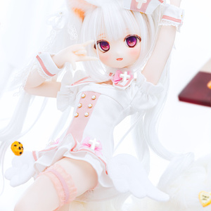 8-9inch ドールウィッグ】ロングもみあげ三つ編み 耐熱ウィッグ