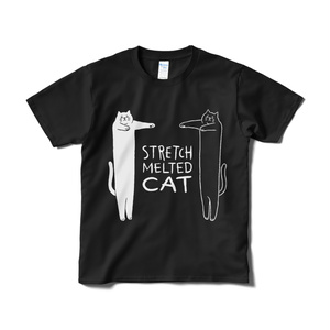 伸び猫【Tシャツ（短納期）ブラック】