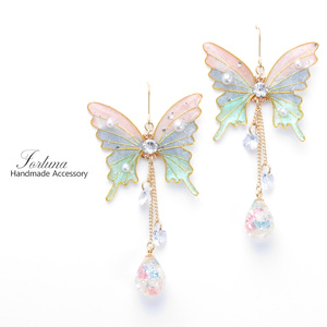 胡蝶~tricolor~(c7) ピアス/イヤリング/ノンホールピアス/樹脂ピアス