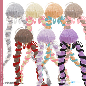 ❰Hair❱ 9アバター対応 Hair_004 ribbon whirl twintail hair 缩略图 11