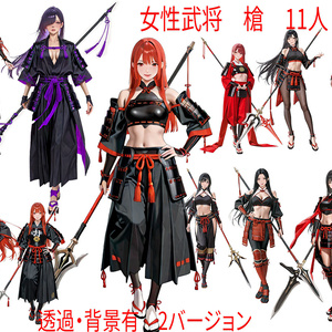 戦国女性武将・槍装備立ち絵セット｜軽装鎧＆全身ショット素材集【無料有】