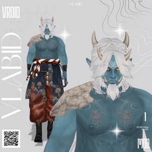 VLABID Original Oni Warrior Character Set｜和風ファンタジー｜VRoid Studio完成アバター｜VRMキャラクター＋衣装セット