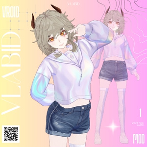 【VRoid】パステルホログラムクロップパーカー衣装セット Kawaii Outfit VRoid Cute VRoid ClothesVRoid Clothes VRoid Costume VRoid Studio Customitem VRM VRoid Texture VTuber Asset Daily Outfit Firtual Fashion Dress VRoid