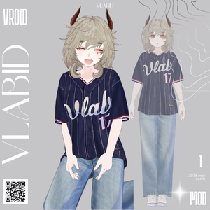 Y2K Baseball Girl Set VRoid Studio Customitem Outfit Sets VTuber Asset Y2K Fashion VTuber Fashion Customizabel VRoid Texture VRoid Clothes Kawaii VRoid Baseball Outfit VRoid Costume