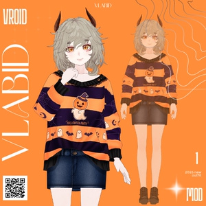 Casual Halloween Clothes VRoid Studio Customitem VRoid Costume Halloween Dress VRoid Halloween Cute VRoid Texture Fashion VRM VTuber Asset Hallowen Kawaii Casual Outfit Clothes Dress