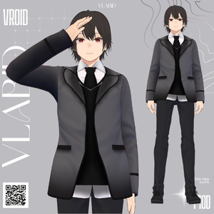 Male Dark Formal Suit Outfit Formal Outfit VRoid Clothes VRoid Studio Customitem VRoid Texture Kawaii Outfit VRoid Texture VRoid Cosplay VRoid Costume VTuber Asset VRM VTuber Fashion 