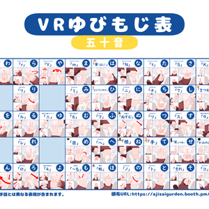 VR手話指文字表（JSL,ASL）
