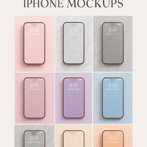 【Glam9】Royal Glam Glass Mockup｜背景カラー付き 9枚セット（高見えスマホモックアップ）
