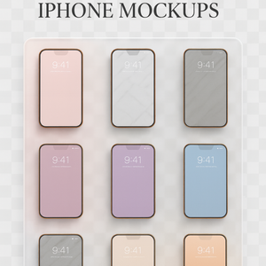 【Glam9】Royal Glam Glass Mockup｜背景透過 9枚セット（自由配置スマホPNG）