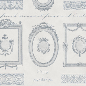 【Photoshopブラシ・パターン】French ornament frame and border フレンチオーナメントフレームアンドボーダー