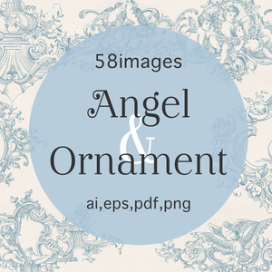 【ベクター】Angel and Ornament 天使とオーナメント【png,ai,eps,pdf】