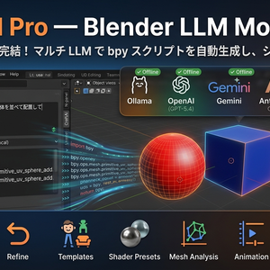 CraftAI Pro — Blender LLM Modelgen Blender だけで完結！マルチLLMで bpy スクリプトを自動生成し、シーンに直接適用するアドオン