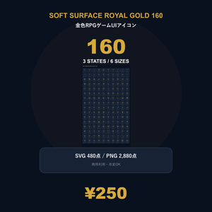 Soft Surface Royal Gold 160｜金色RPGゲームUIアイコン
