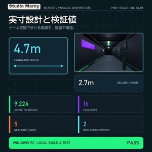 【無料】シンプル地下通路 モジュラー3Dアセット｜VRChat・Unity 缩略图 4