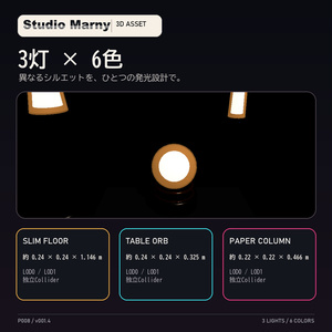 【PC向けUnity／VRChat】Color Glow Stand Lights｜発光スタンドライト3種・6色 3Dアセット v001.4 缩略图 2