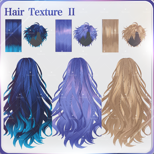 [Vroid] Hair texture - Ocean Ice Blue / Purple Lavender / Golden Dawn