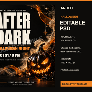 【文字編集できるPSD】ハロウィン告知テンプレート AFTER DARK｜Photoshop用
