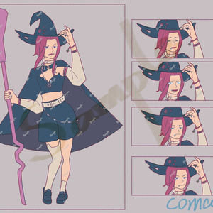 【立ち絵】若い女性、全身、魔女、組み合わせ式フェイスパーツ/[Sprite] Full body young woman, Witch, Mix & Match Expression
