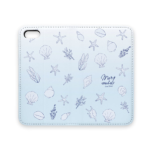 手帳型iPhoneケース“人魚姫の貝殻”(ウォーターブルー)