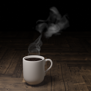 コーヒーカップから湯気