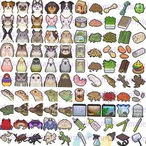 【ドット絵】ペット＆ペット用品素材(32×32サイズ)