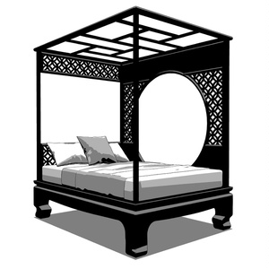 【漫画用3D】中華風天蓋ベッド２（デザイン４パターン） 缩略图 5