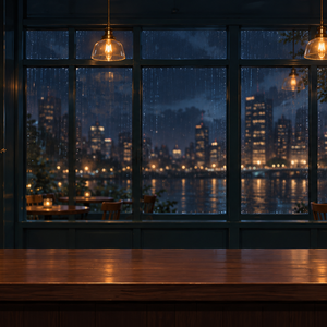 夜の喫茶店 配信スターターセット｜透過PNG・編集SVG・HTML画面