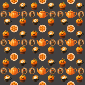 【デジタルペーパー】ハロウィンお菓子&おばけ柄 シームレスパターン素材