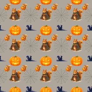 【デジタルペーパー】ハロウィンりす柄 ヴァンパイアりす シームレスパターン素材